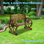 41.5-inch Carbonized Cedar With Wooden Wheel Bench