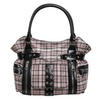 Plaid Crossbody Bag with Rivet Details