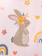 Children's Tiered Bunny Rainbow Print Casual Dress