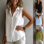 Women's Solid Color Lapel Sleeveless Top