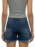 Distressed Frayed Hem Denim Shorts
