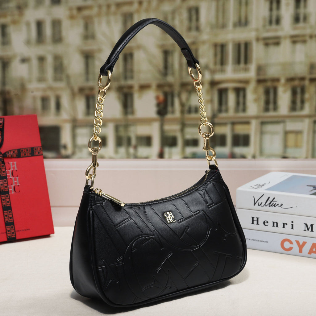 Embossed Letter Dumpling Crossbody Bag