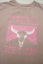 Smoke Gray Cowboy & Beer Western Graphic Mineral Wash Tank Top