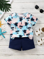 Children's Tropical Palm Tree Print Outfit Set