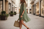 Women's V-Neck Chiffon Batwing Sleeve Boho Resort Dress