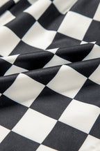 Black Checkered Print High Waist Casual Shorts