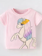 Children's Cute Unicorn Graphic Short Sleeve T-Shirt