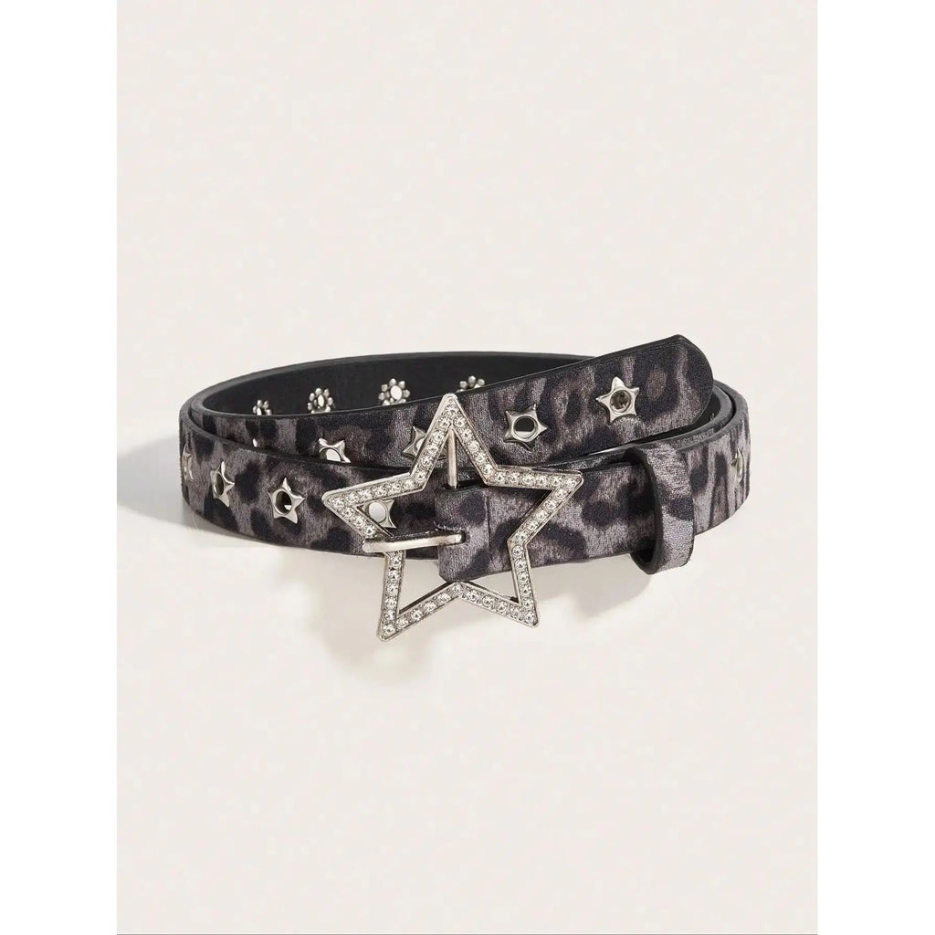 Creative Women's Star Rivet Metal Eyelet PU Belt