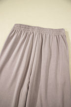 Gray Morn Varsity Striped Detail Crewneck Pullover Elastic Sweatpants 2pcs Outfit