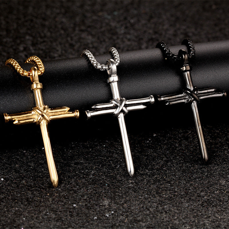 Men’s Steel Cross Pendant Necklace