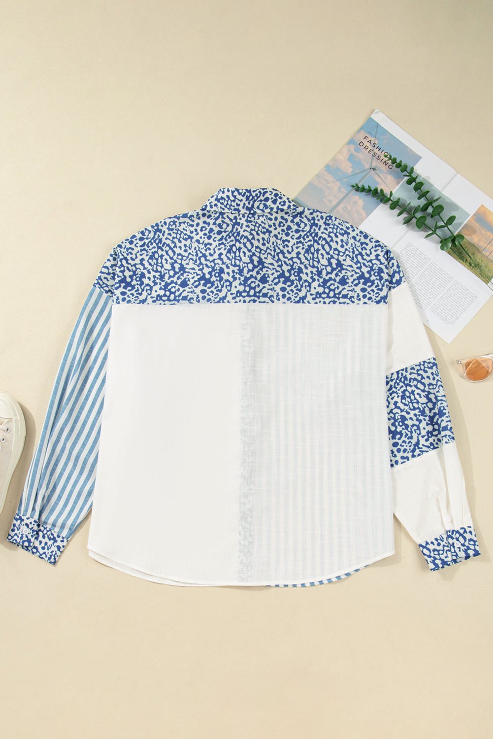 Livia Striped Patchwork Casual PLUS Shirt