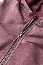 Black Half Zip Kangaroo Pocket Mineral Wash Baggy Hoodie