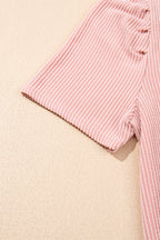 Blossom Corded Knit Crew Neck Puff Sleeve Shift Mini Dress