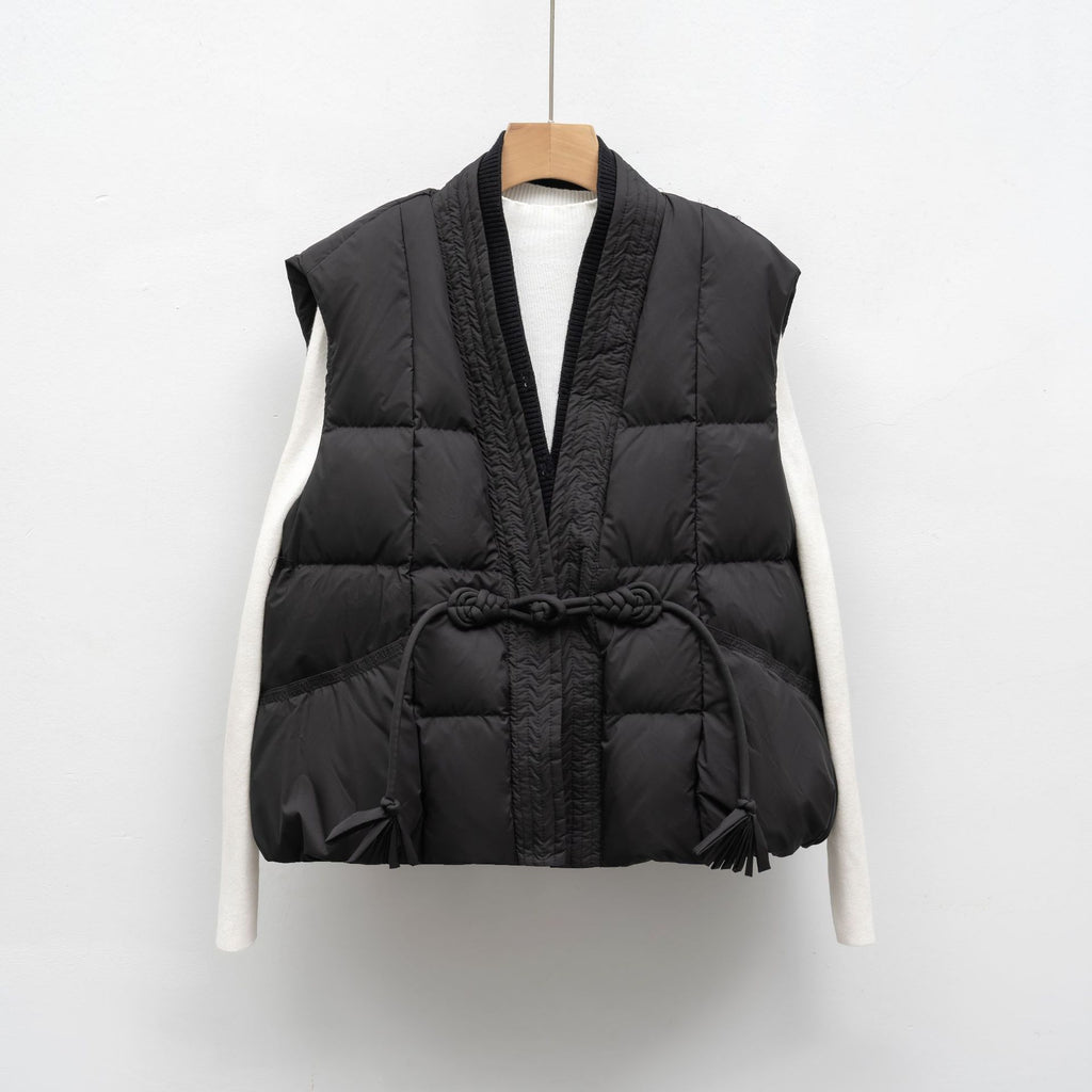 New National Standard Autumn And Winter Plain Color V-neck Loose Vest