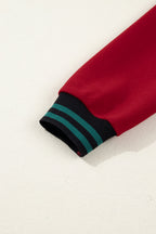 Racing Red Contrast Cuffed Drop Shoulder Zip up Tunic Hoodie