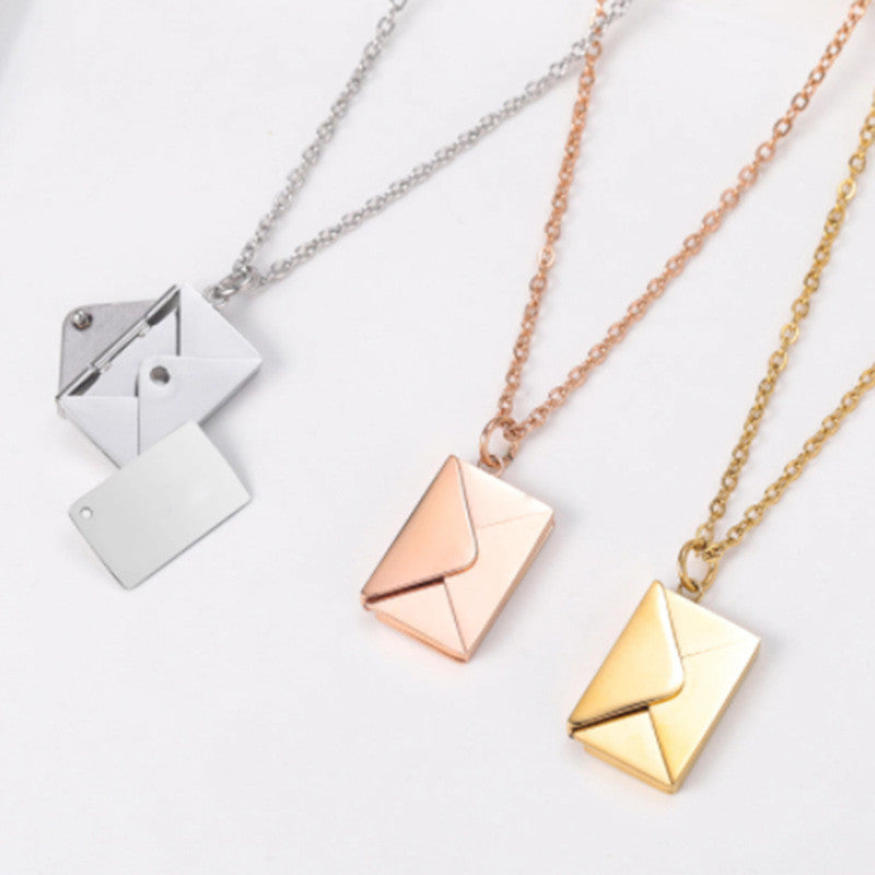 Envelope Locket Necklace - Personalized Love Letter Jewelry