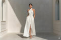 Sleeveless Elegant Slim-Fit Pure White Dress