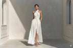 Sleeveless Elegant Slim-Fit Pure White Dress
