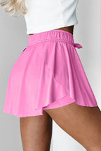 Sky Blue Drawstring High Waist Lined Tennis Skort