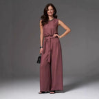 Sleeveless Cotton-Linen Wide-Leg Pants Set – 4 Colors, S–2XL