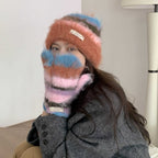 Rainbow Striped Versatile Warm Knitted Hat