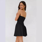Women's Pleated Color Block Tube Top Dress