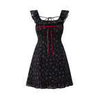 Women’s Sleeveless Floral Suspender Skirt