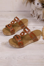 Sara Leather Wedge Platform Slippers