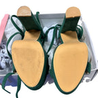 Allegra K Womens Size 8 Green 5.25" Heels Open Round Toe Lace Up Ankle Shoes