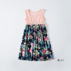 Fashion Waist Stitching Stitching Print Long Dress Parent-child Outfit Family