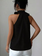 Ruffle High Neck Sleeveless Tank