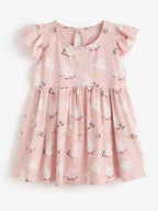 Children's Cute Bunny Print Flutter Sleeve Dress