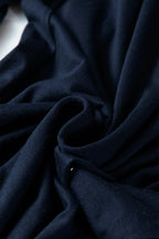 Navy Blue Frilled Drawstring High Waist Wide Leg Pants
