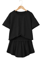 Black Cropped Tee and Ruffle High Waist Skort Set