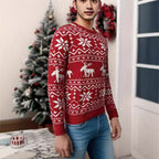 Women's Christmas Round Neck Loose Long Sleeves Sweater