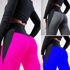 Spliced Contrasting-Color Athletic Yoga Leggings