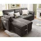 Gray Sectional Sleeper Sofa With Storage Chaise Bed