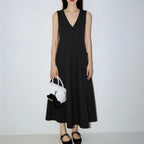 Women's V-Neck Sleeveless Button-Up Pencil Dress