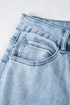 Beau Blue Bow Knot Side Detail Straight Leg Loose Jeans
