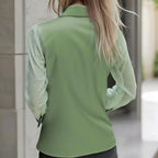 Women's Elegant Satin Blouse With Mesh Sleeves