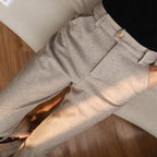 Women's Solid Color Wool-Like Tapered Trousers | Classic Ankle-Length Pants