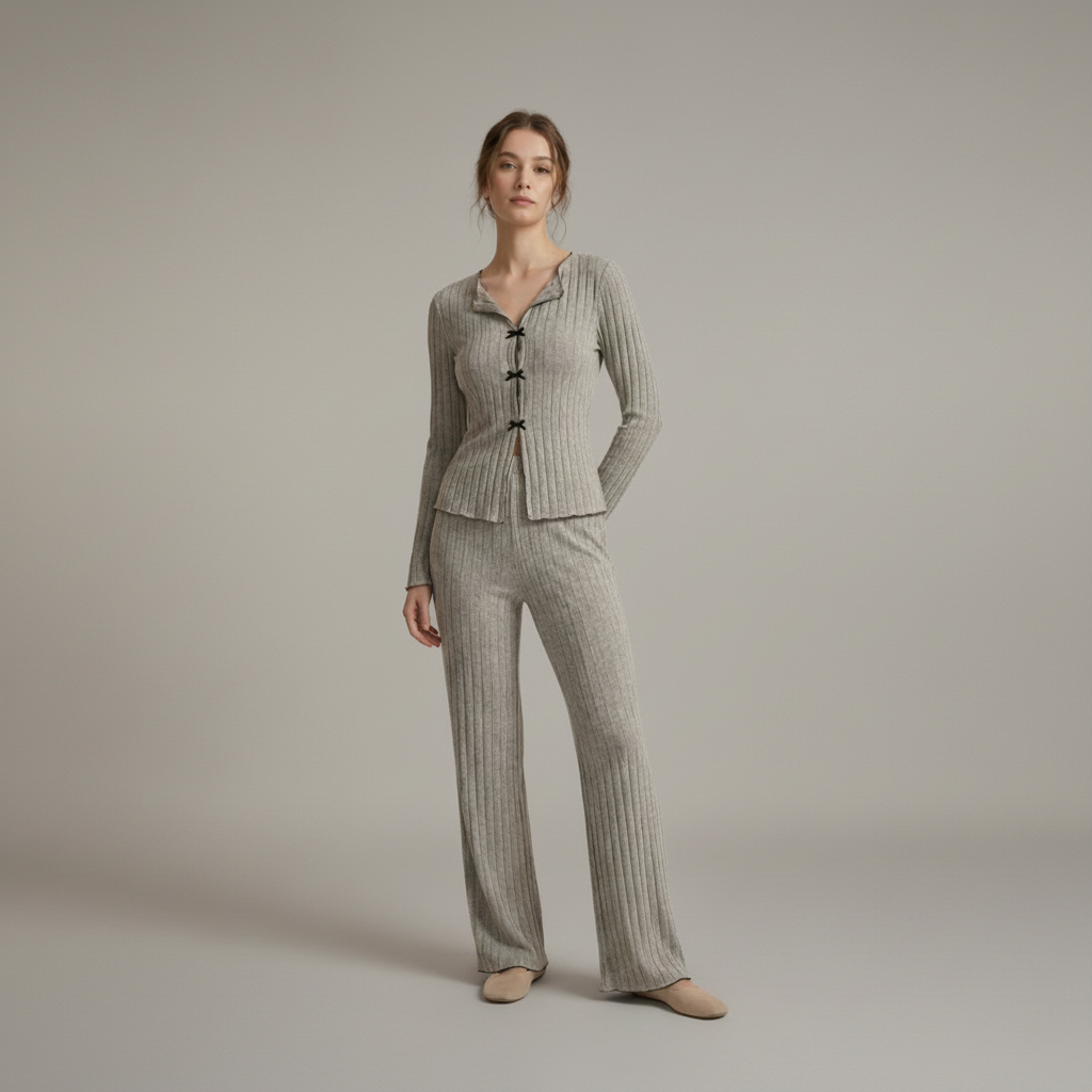 Ribbed Knit Pajama Set