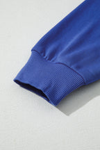Sky Blue Varsity Striped Detail Drop Shoulder Oversized Sweatshirt