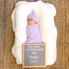 Baby Girl Swaddle Set - Newborn Blanket, Hat and Headband - Purple