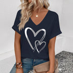 Womens Stylish Printed Slim-fit Short-sleeve Top