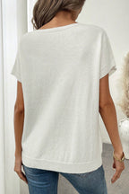 Black Bow Pattern Knit Short Sleeve Sweater