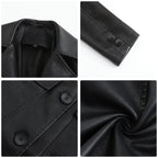 Women’s Long Leather Trench Coat – Fashion Outerwear