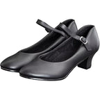 Arcliber Womens 9 Black Faux Leather 2" Heel Round Toe Buckle Character Shoes