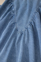 Myosotis Denim Pleated Patchwork Sleeveless Top