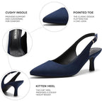 Dream Pairs Womens Size 8 Navy 2.5" Heels Closed Pointed Toe Buckle Strap Shoes